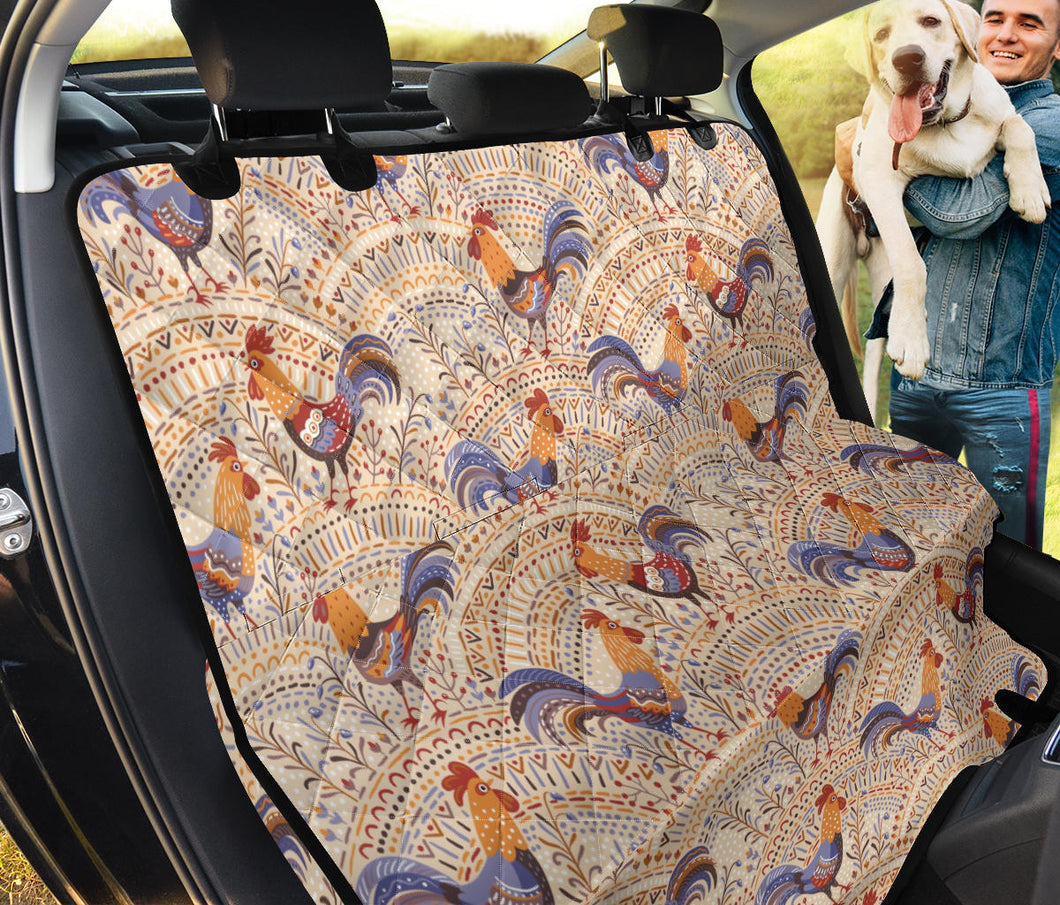 Cute Rooster Chicken Cock Floral Ornament Background Dog Car Seat Covers
