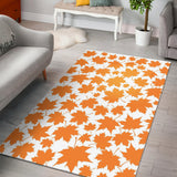 Orange Maple Leaf Pattern Area Rug