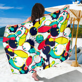 Watercolor Bowling Ball Pins Sarong