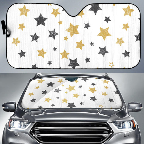 Hand Drawn Gold Black Star Pattern Car Sun Shade