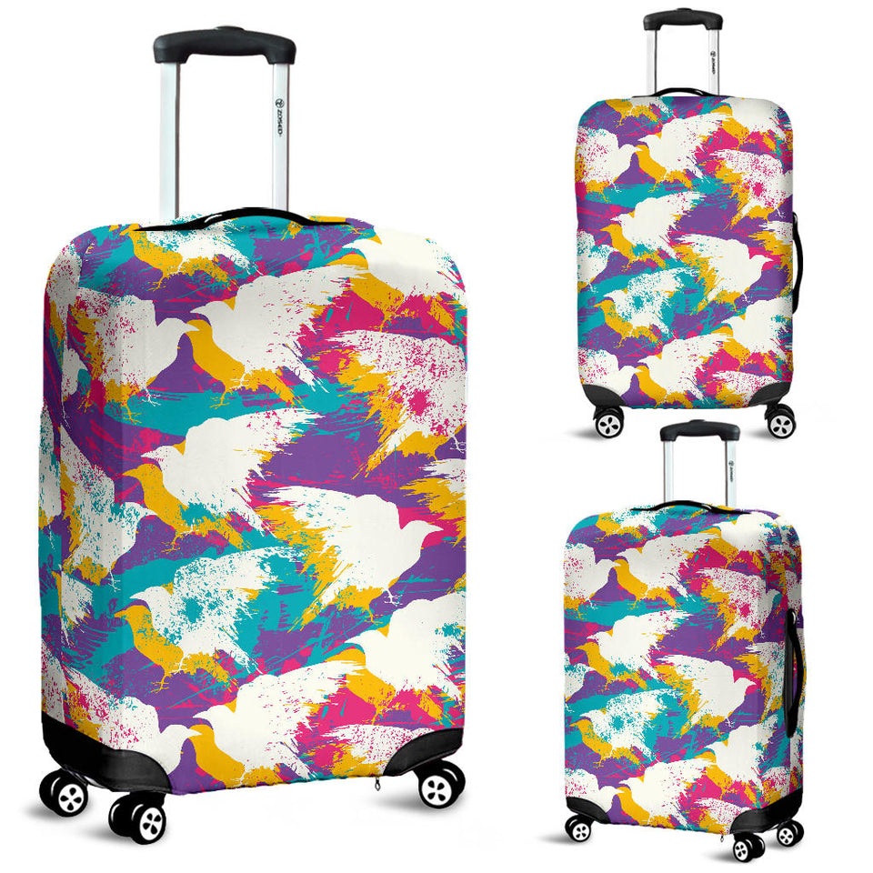Colorful Crow Illustration Pattern Luggage Covers