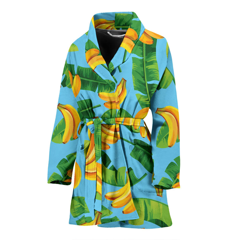 Banana Leaves Banana Design Pattern Women'S Bathrobe