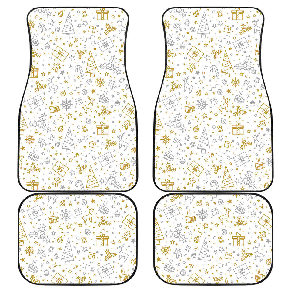 Christmas Tree Christmas Element Silver Gold Pattern Front And Back Car Mats