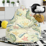 Hand Drawn Sea Turtle Fish Pattern Bean Bag Cover