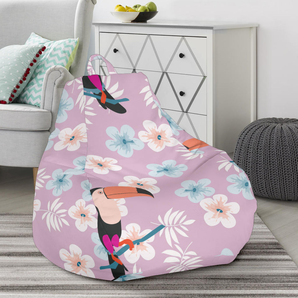 Beautiful Toucan Flower Leaves Bean Bag Cover