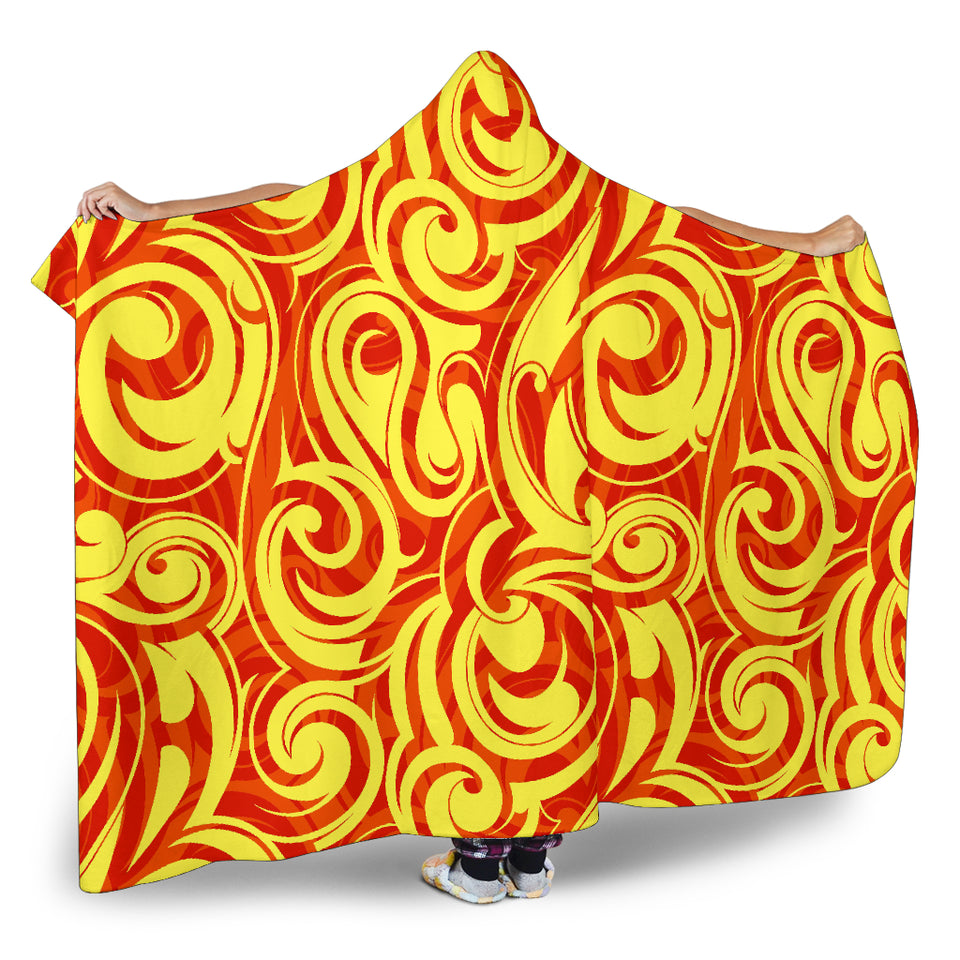 Fire Flame Design Pattern Hooded Blanket