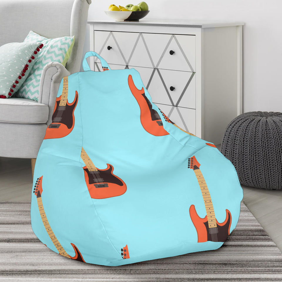 Electric Guitar Pattern Light Blue Background Bean Bag Cover