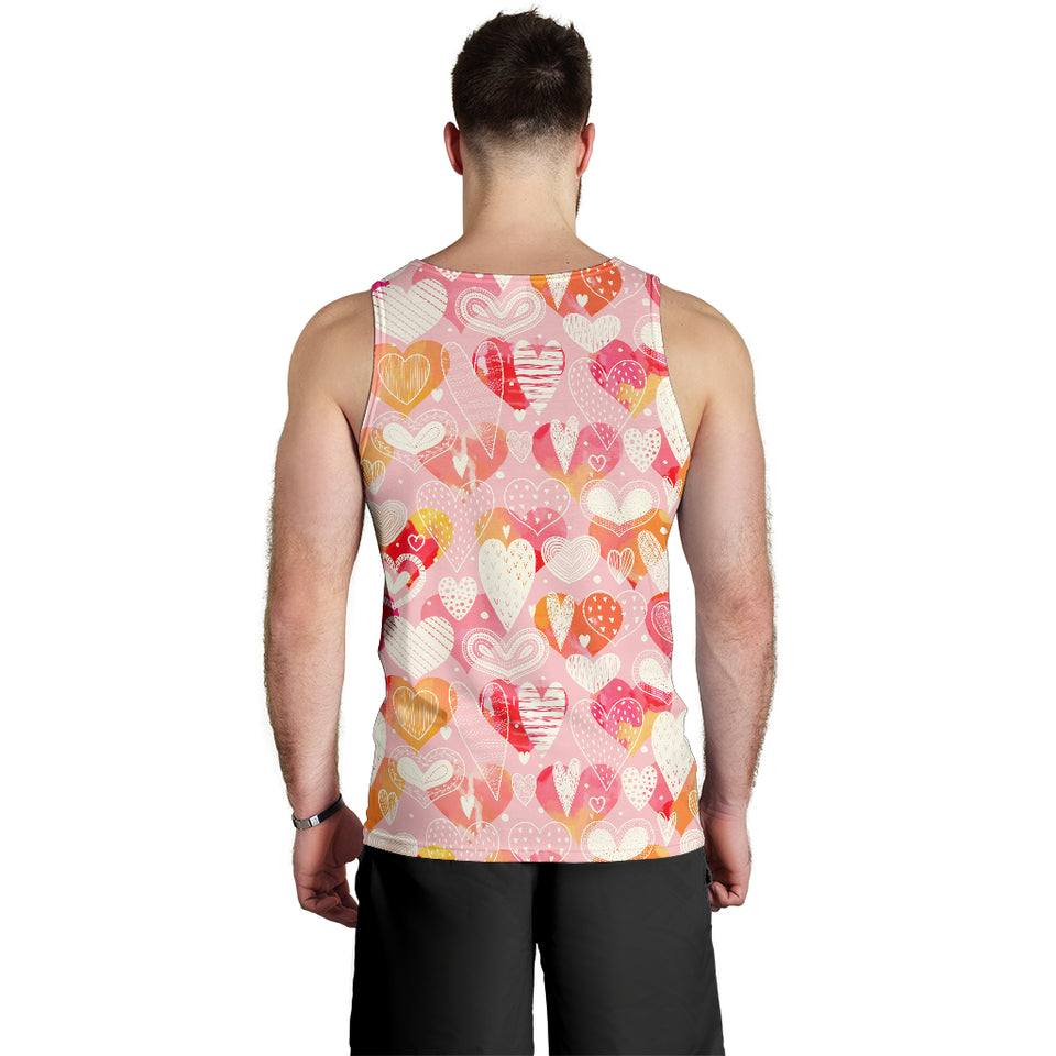 Hand drawn heart design pattern Men Tank Top