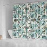 Dragonfly Butterfly Plants Insect Flower Vintage Style Pattern Shower Curtain Fulfilled In US