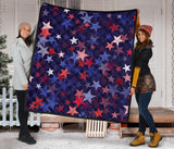 Red Blue Star Pattern Premium Quilt.