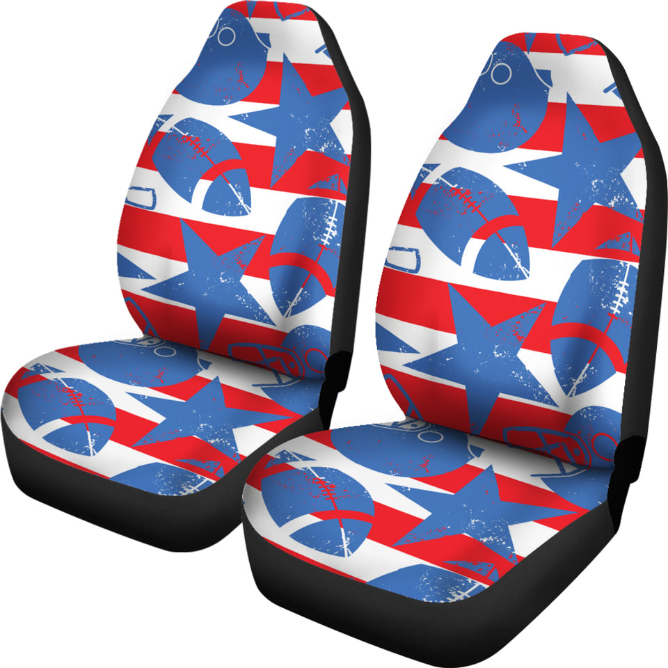 American Football Ball Star Stripes Pattern  Universal Fit Car Seat Covers