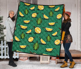 Durian Pattern Green Background Premium Quilt