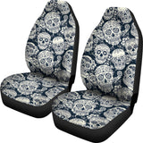 Sugar Skull Black White Pattern  Universal Fit Car Seat Covers