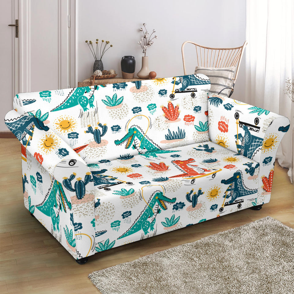 Cute Crocodile Pattern Loveseat Couch Slipcover