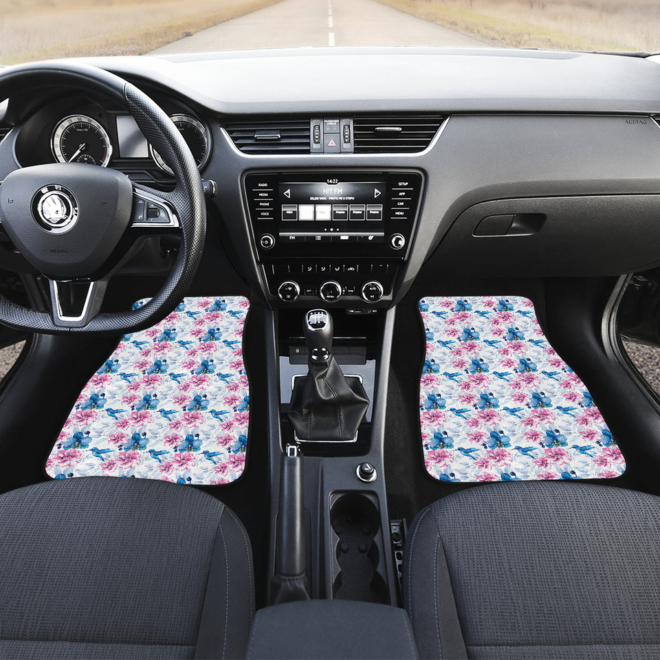 Hummingbird Pattern Print Design 02 Front Car Mats