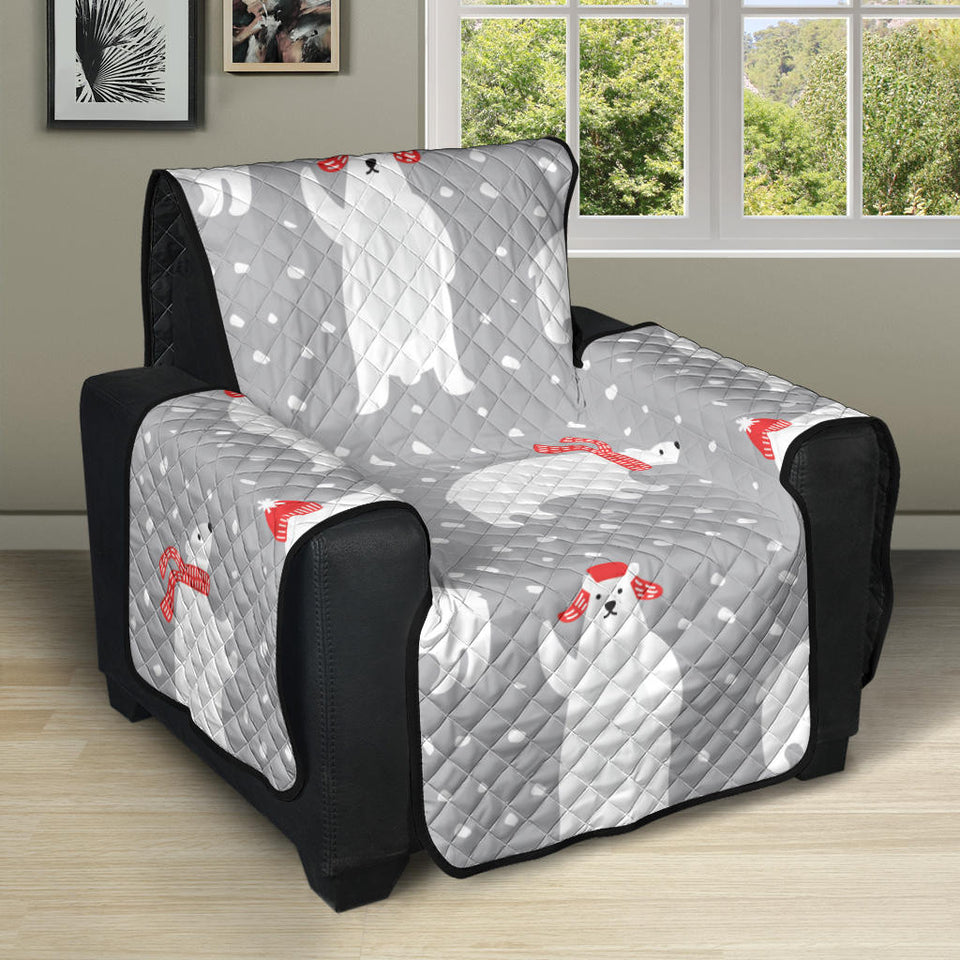 Cute polar bear christmas snow pattern Recliner Cover Protector