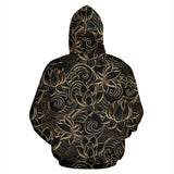 Luxurious Gold Lotus Waterlily Black Background Zip Up Hoodie