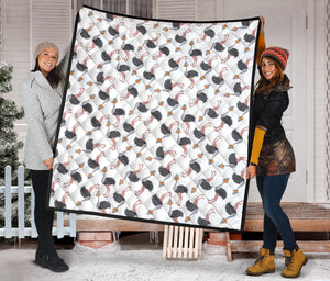Ostrich Pattern Print Design 02 Premium Quilt
