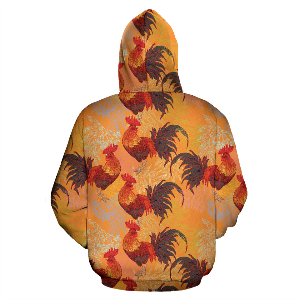Red Rooster Chicken Cock Pattern Zip Up Hoodie