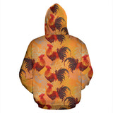 Red Rooster Chicken Cock Pattern Zip Up Hoodie