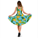 Banana Leaves Banana Design Pattern Sleeveless Midi Dress
