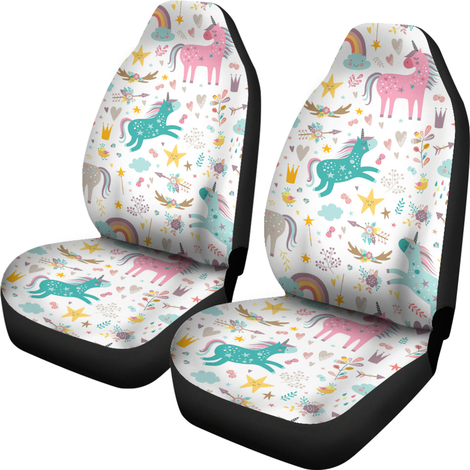 Colorful Unicorn Pattern  Universal Fit Car Seat Covers