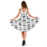 Mustache Beard Pattern Print Design 04 Sleeveless Midi Dress