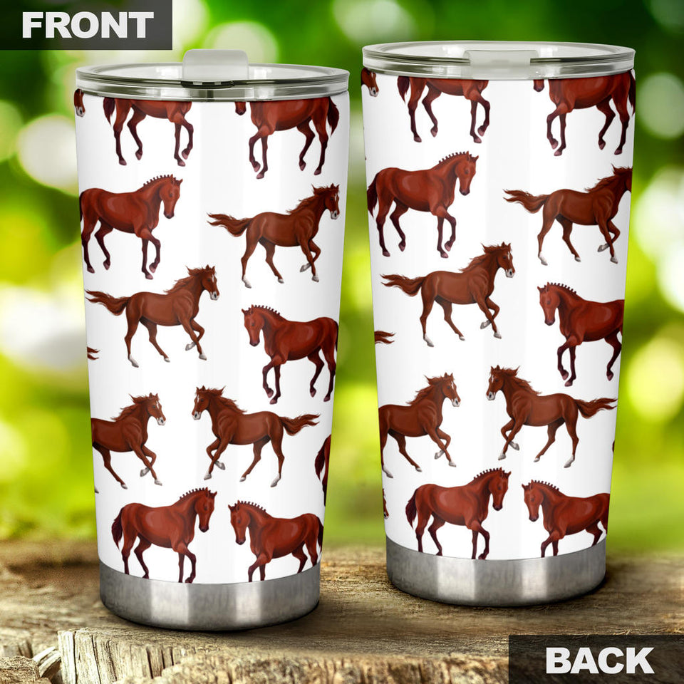 Horses Running Pattern Background Tumbler