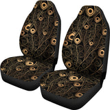 Gold Peacock Feather Pattern  Universal Fit Car Seat Covers