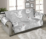 white swan gray background Sofa Cover Protector