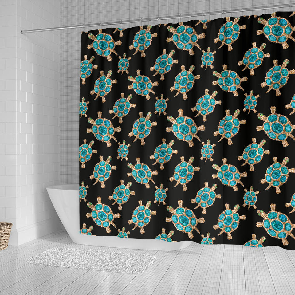 Sea Turtle Blue Stone Pattern Shower Curtain Fulfilled In US
