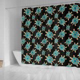 Sea Turtle Blue Stone Pattern Shower Curtain Fulfilled In US