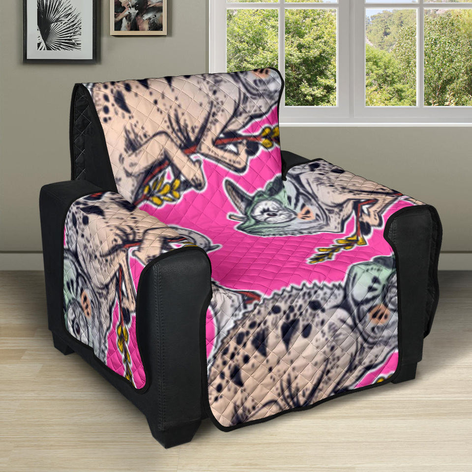 Chameleon lizard pattern pink background Recliner Cover Protector