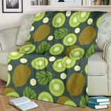 Whole Sliced Kiwi Leave And Flower Premium Blanket