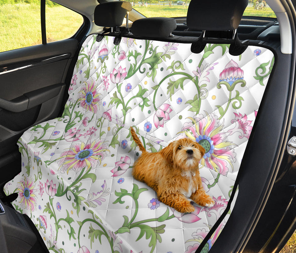 Beautiful Pink Lotus Waterlily Leaves Pattern Dog Car Seat Covers