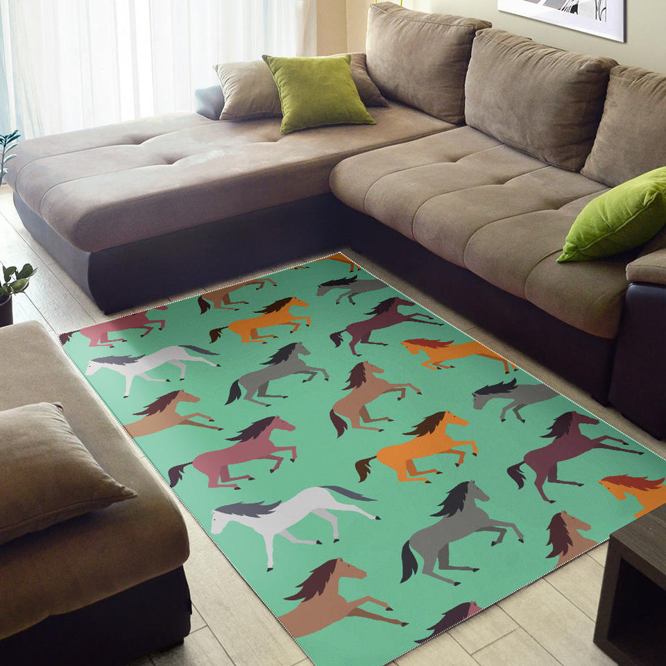 Colorful Horses Pattern Area Rug