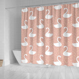 Swan Flower Light Pink Background Shower Curtain Fulfilled In US
