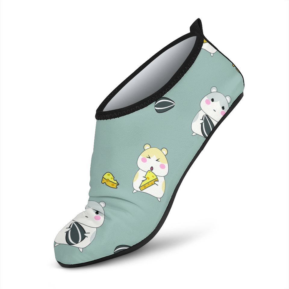 Cute Hamster Cheese Pattern Aqua Shoes