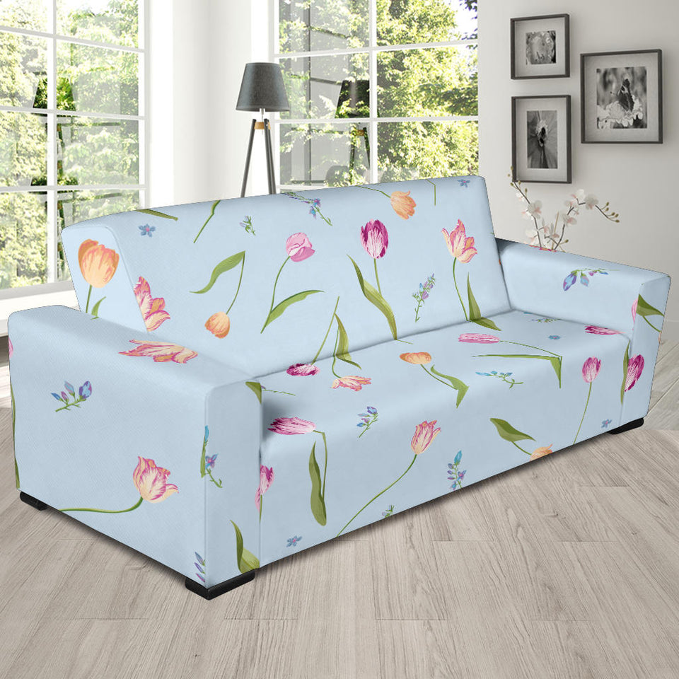 Watercolor Tulips Pattern Sofa Slipcover