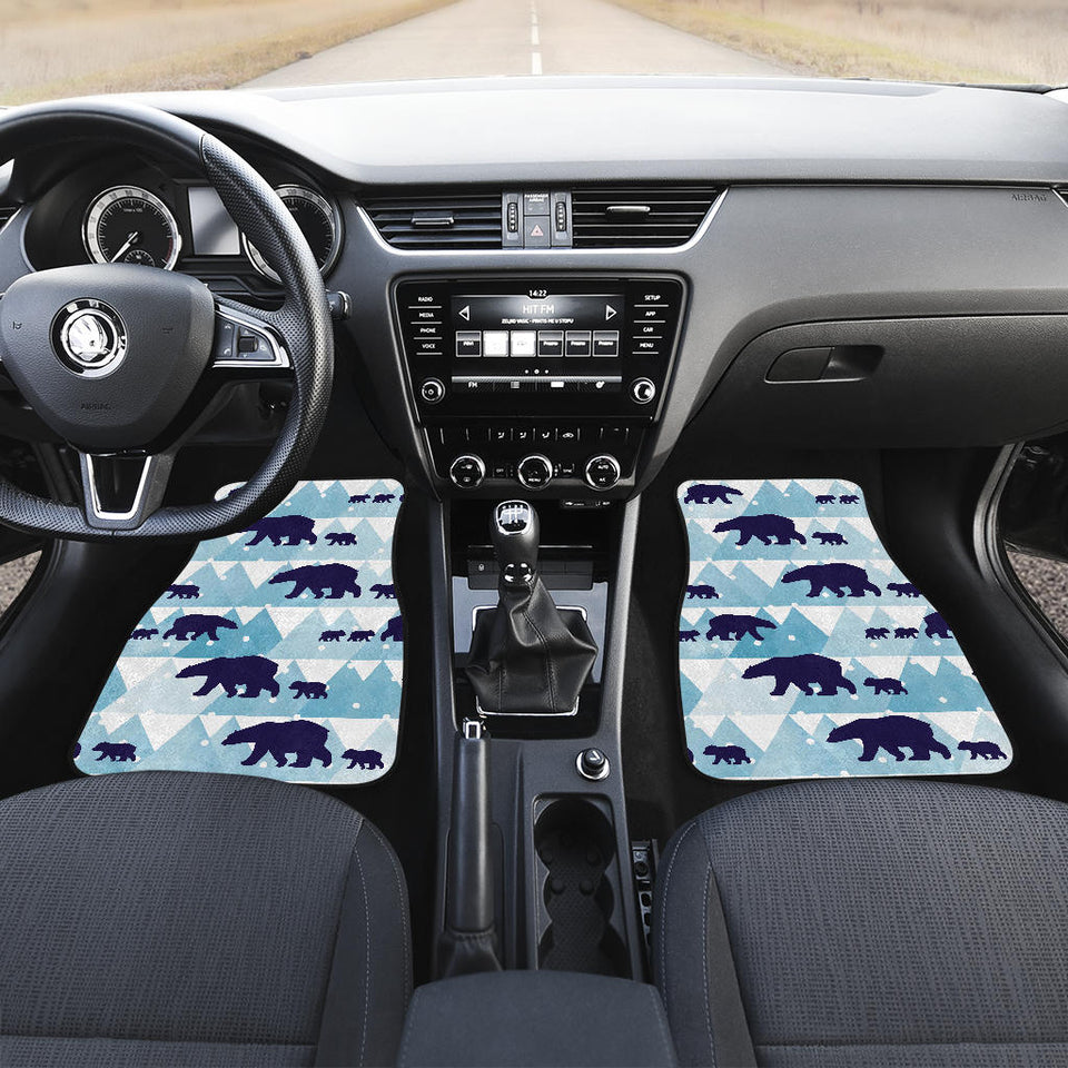 Polar Bear Winter Snow Pattern Front And Back Car Mats