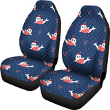 Cute Sea Lion Seal Christmas Hat Candy Cane Heart Pattern  Universal Fit Car Seat Covers