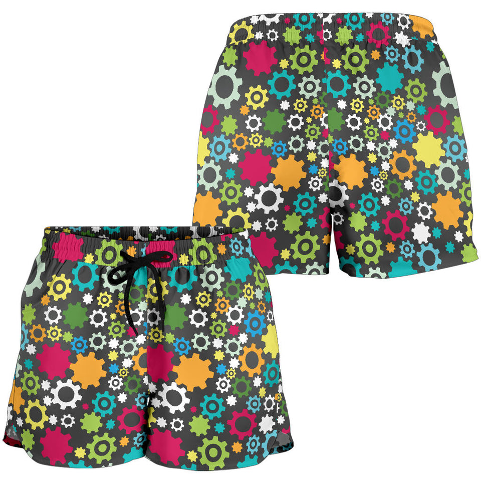 Gear Pattern Print Design 03 Women Shorts