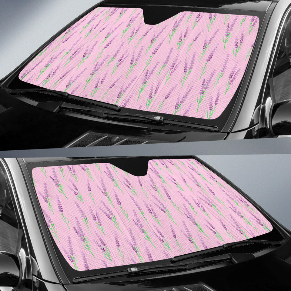 Lavender Pattern Pink Background Car Sun Shade