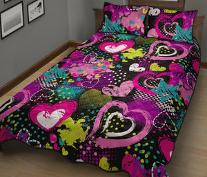heart dot wave star creative design pattern Quilt Bed Set