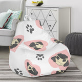Cute Pugs Pink Heart Paw Pattern Bean Bag Cover