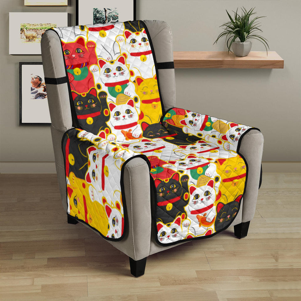 Colorful Maneki Neko Lucky Cat pattern Chair Cover Protector