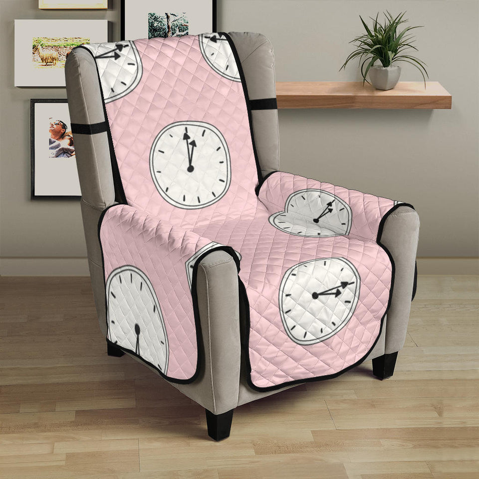 Clock pattern pink blackground Chair Cover Protector