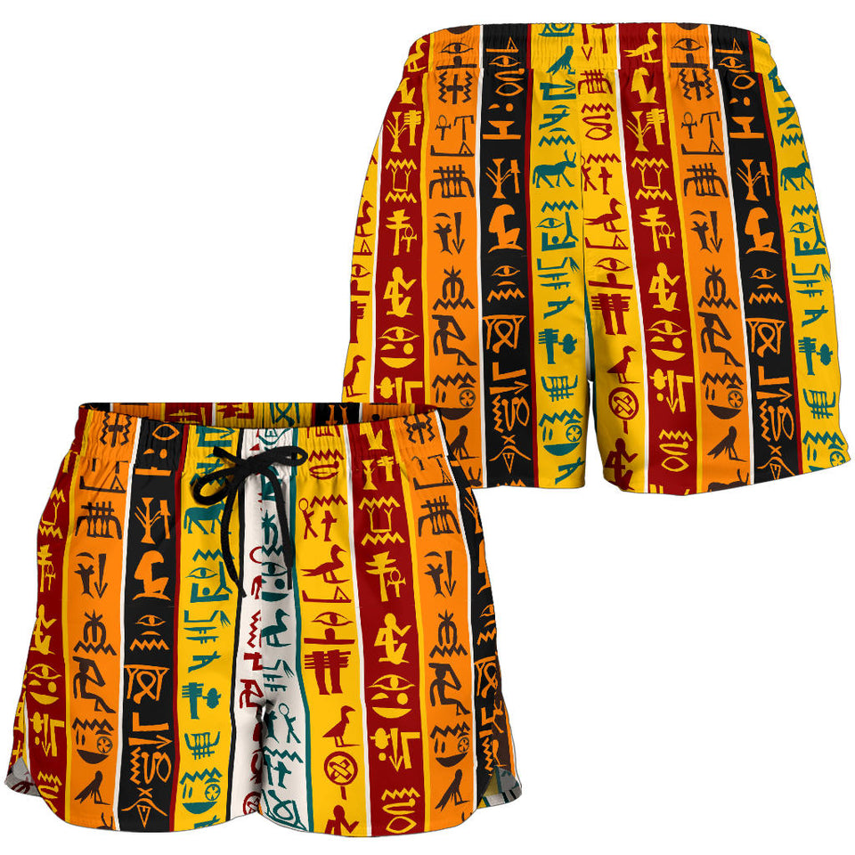 Egypt Hieroglyphics Pattern Print Design 01 Women Shorts