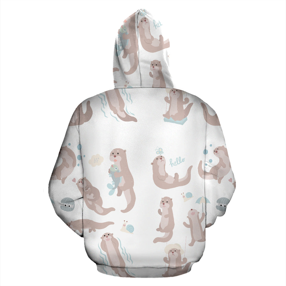 Cute Sea Otters Pattern Zip Up Hoodie