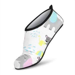 Cute Elephant Mouse Pattern Aqua Shoes